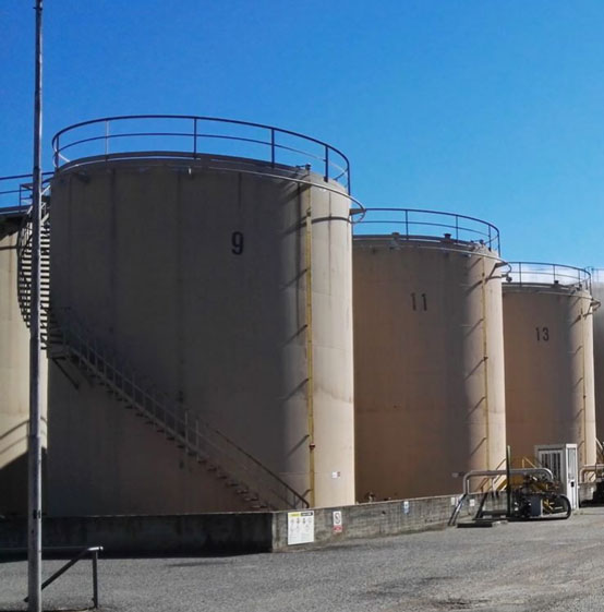 Bulk storage tanks in Milan.